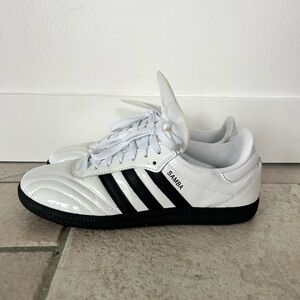 adidas Samba White and Black Leather patent leather Soccer-Inspired Sneakers